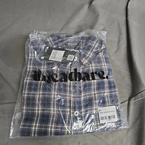 THREADBARE NAVY COTTON FLANNEL CHECK SHIRT – MEN'S, SIZE M