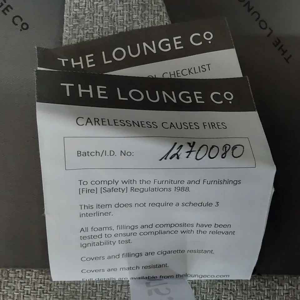 QUALITY BRITISH MADE LOUNGE Co TWO SEATER SOFA WITH BOLSTER CUSHIONS GREY FABRIC 
