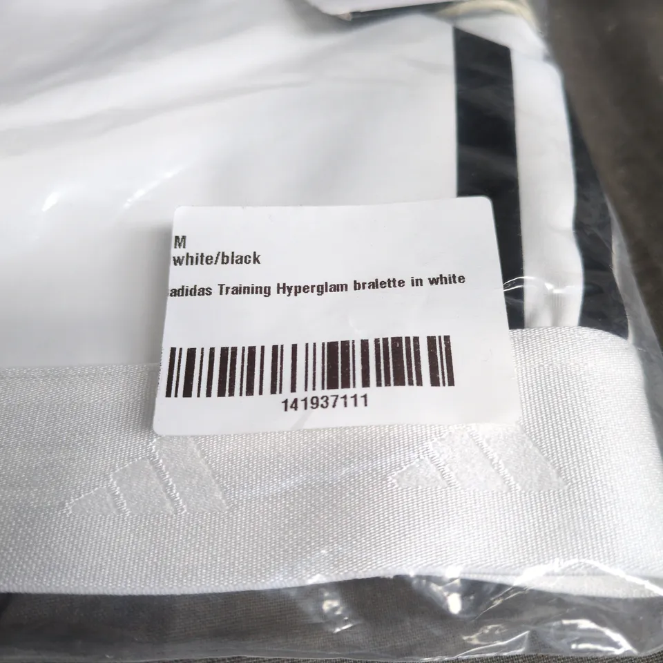 ADIDAS HYPERGLAM BLACK/WHITE TRAINING BRALETTE MEDIUM WHITE, BAGGED WITH TAGS