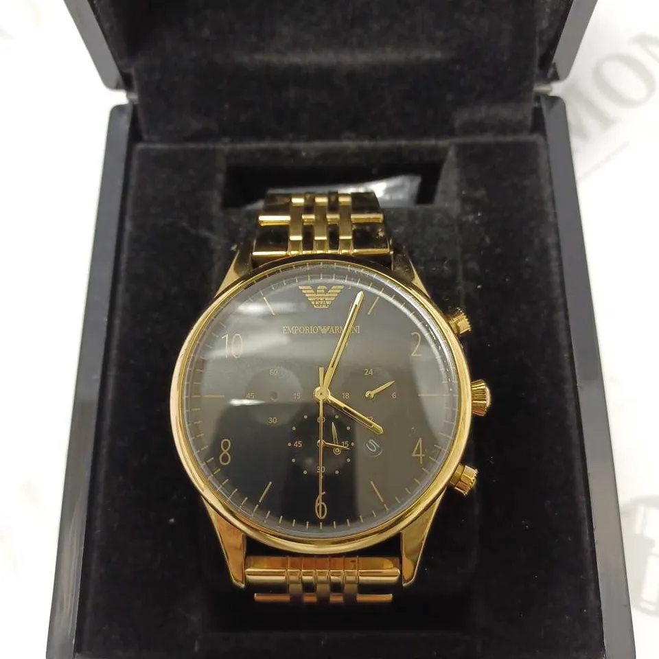 EMPORIO ARMANI BLACK TRIPLE DIAL BRACELET WRISTWATCH