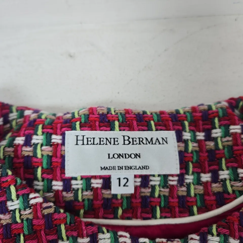 HELENE BERMAN LONDON WOMEN'S TWEED JACKET, UK SIZE 12, MULTICOLOUR WITH GOLD BUTTONS