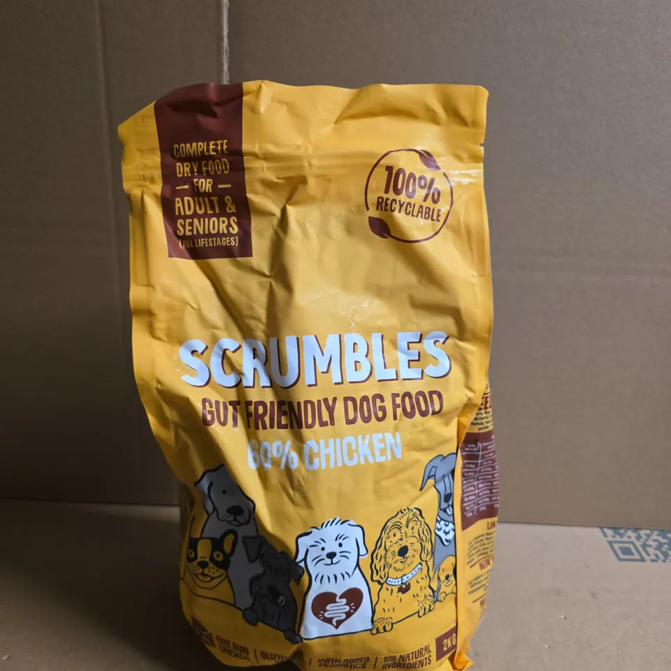 SCRUMBLES GUT FRIENDLY DOG FOOD – 60% CHICKEN, 2KG