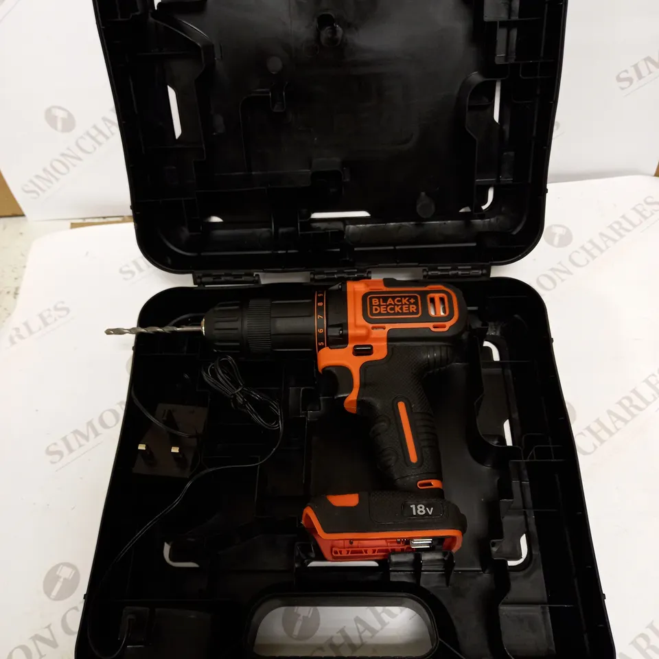 BLACK+DECKER 18 V CORDLESS 2-GEAR COMBI HAMMER DRILL POWER TOOL 