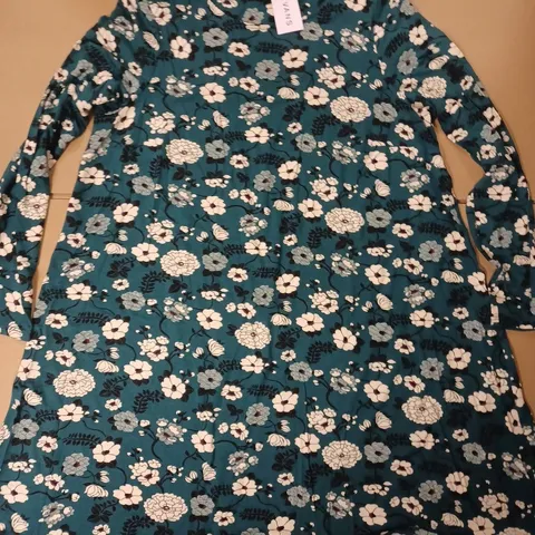 EVANS SWING PRINTED DRESS, TEAL - SIZE 16