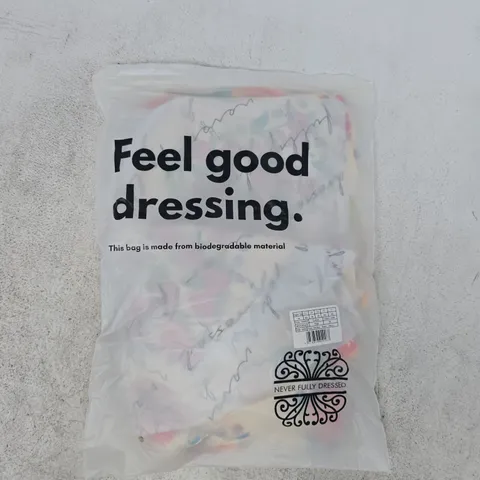 BAGGED NEVER FULLY DRESSED FRUIT STICKER RERNI DRESS IN PINK/MULTI SIZE UK 14