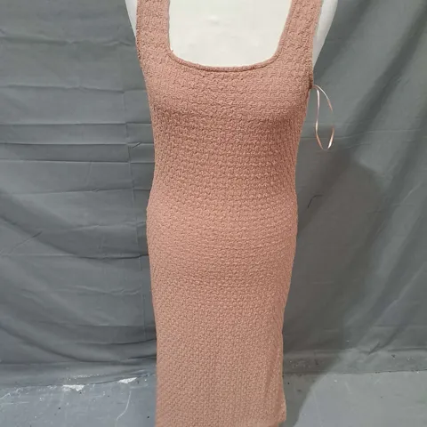 FRENCH CONNECTION WAFFLE MAXI DRESS IN MOCHA MOUSSE SIZE 14