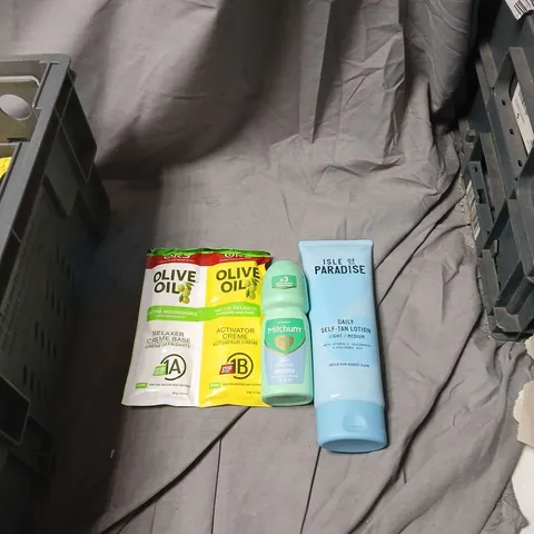 APPROXIMATEY 20 ASSORTED HEALTH AND BEAUTY PRODUCTS TO INCLUDE - OLIVE OIL CREME ARNICA CREAM MITCHUM DEODORANT