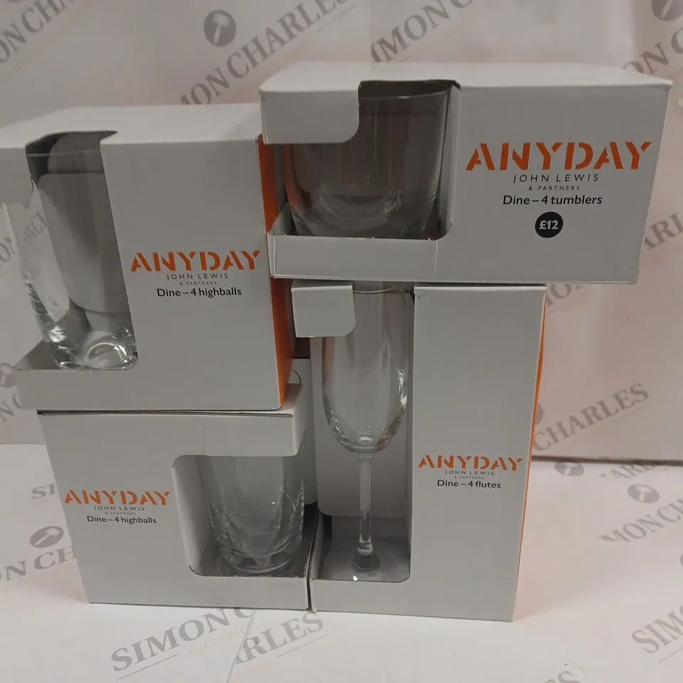 LOT OF 4 PACKS OF ASSORTED GLASSES TO INCLUDE HIGHBALLS, FLUTES AND TUMBLERS / COLLECTION ONLY