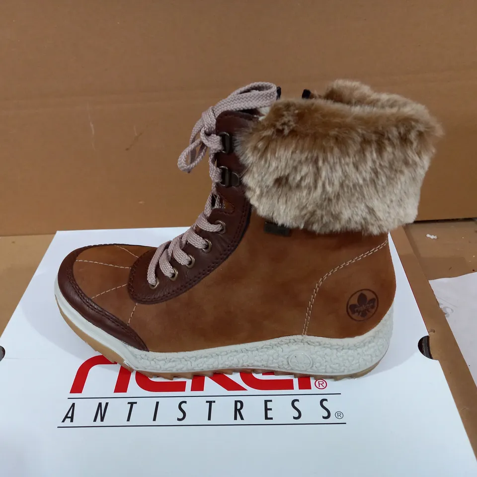 RIEKER LACE UP HIKER BOOTS TAN - UK SIZE 4