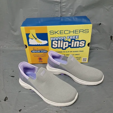 BOXED PAIR OF SKECHERS HANDS FREE SLIP INS GREY UK 6