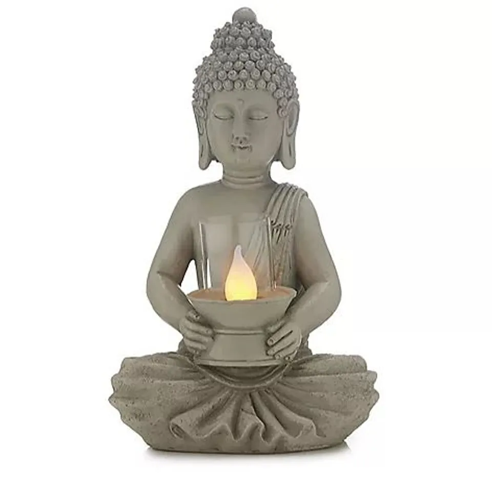 GARDEN REFLECTIONS BUDDHA PEDESTAL SOLAR LIGHT