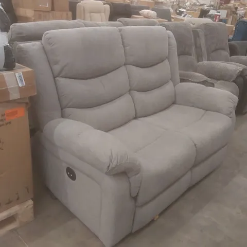 DESIGNER LIGHT GREY FABRIC UPHOLSTERED RECLINER SOFA