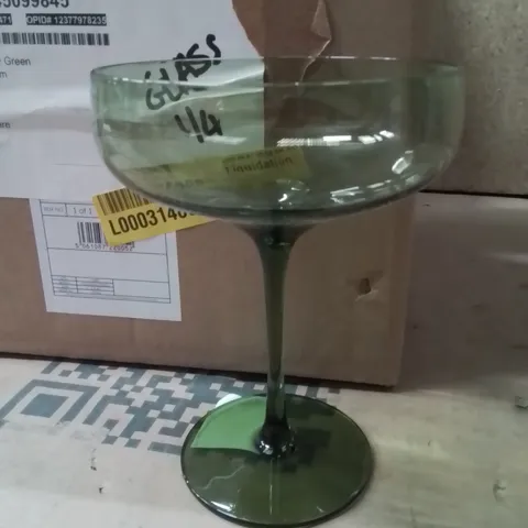 BOXED COUPE GLASS SMOKEY GREEN 4PK