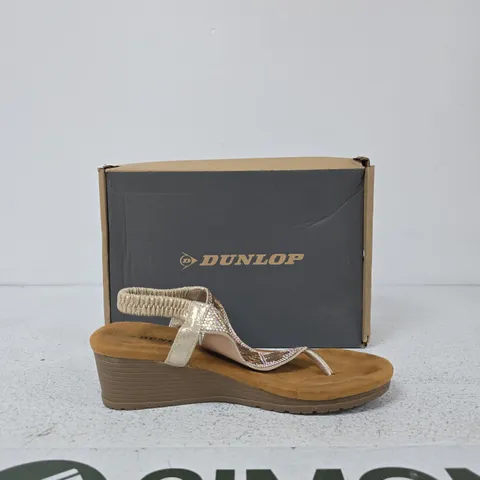 DUNLOP ABIGAIL DLP168 LIGHT GOLD WEDGE SANDALS – UK 6