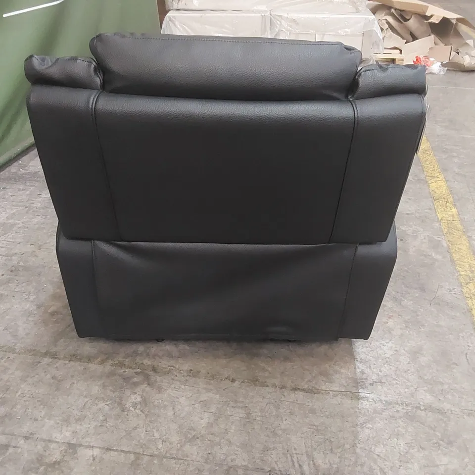 QUALITY DESIGNER ALBION BLACK FAUX LEATHER MANUAL RECLINER ARMCHAIR