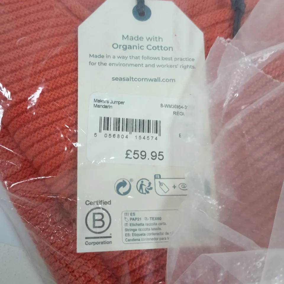 BAGGED SEASALT CORNWALL MAKERS JUMPER IN MANDARIN - UK 10