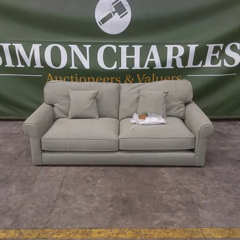 QUALITY DESIGNER WILLIAM 3 SEATER FABRIC UPHOLSTERED SOFA
