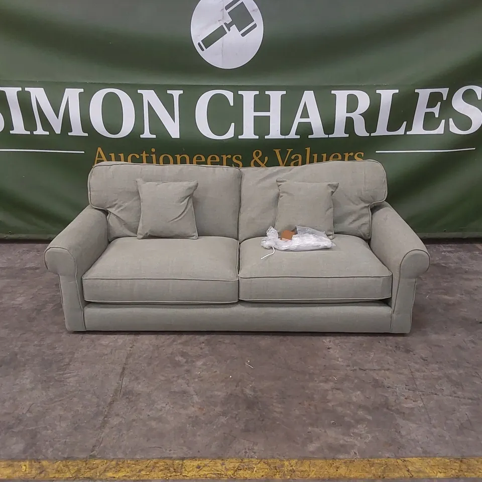 QUALITY DESIGNER WILLIAM 3 SEATER FABRIC UPHOLSTERED SOFA
