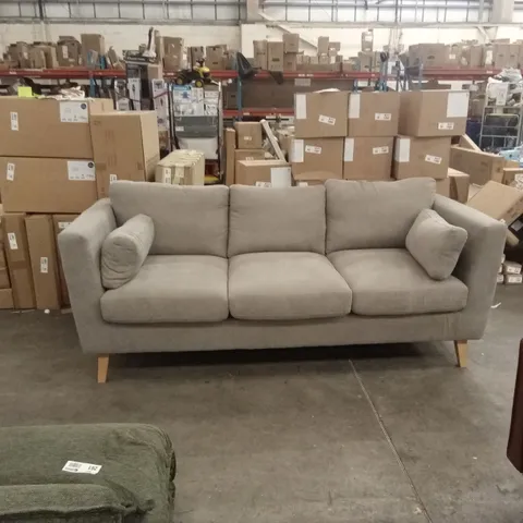 DESIGNER 3 SEATER SOFA - GREY FABRIC