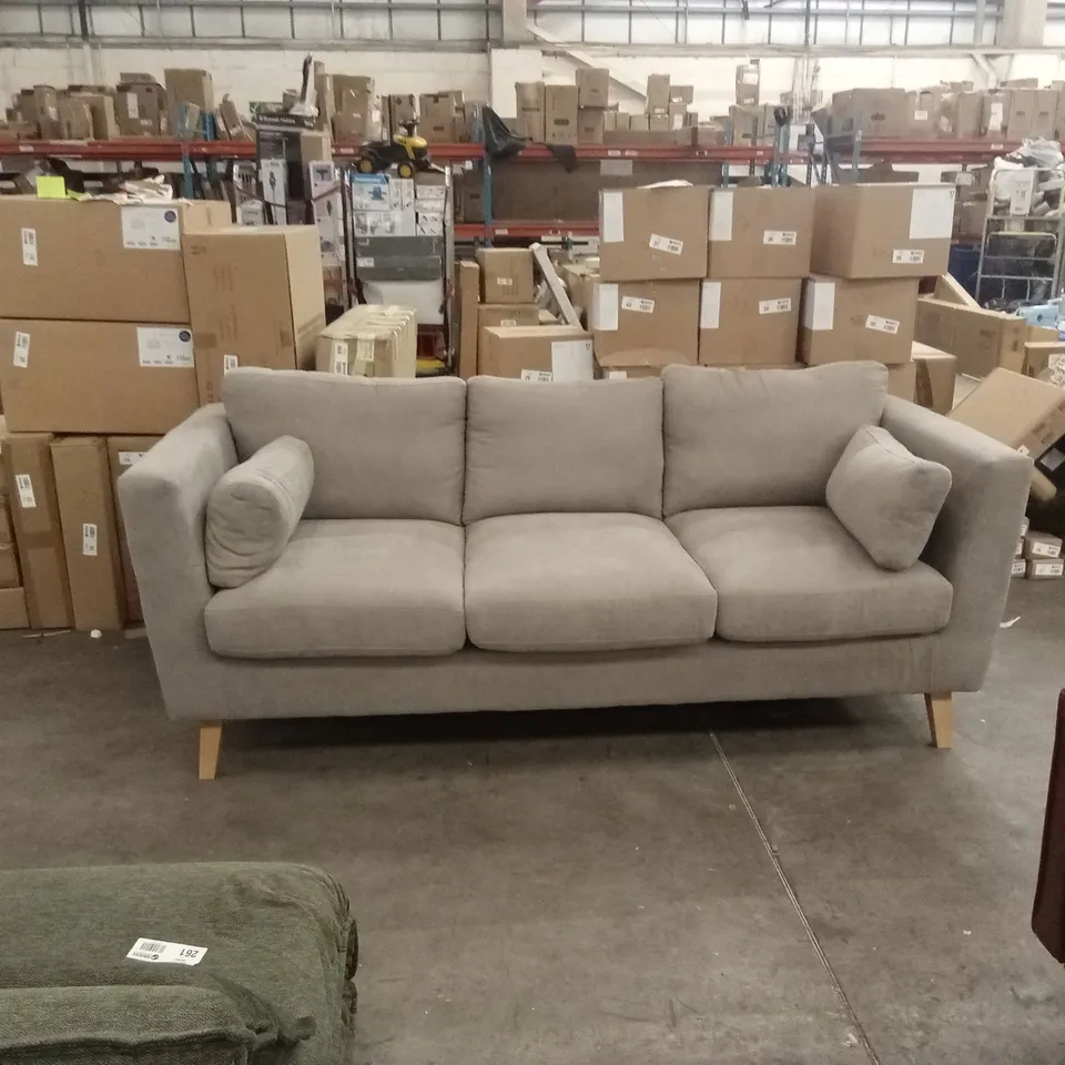 DESIGNER 3 SEATER SOFA - GREY FABRIC