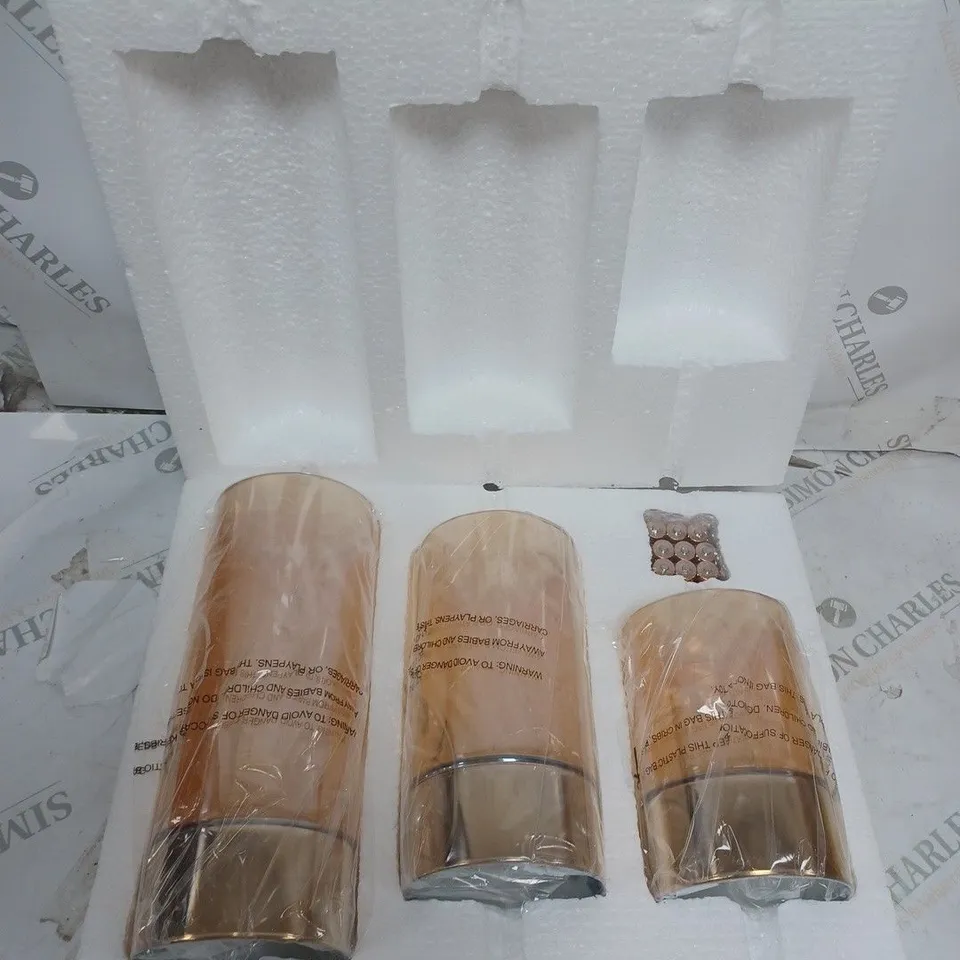 BUNDLEBERRY BY AMANDA HOLDEN SET OF WIRE LIGHT GLASS CYLINDER LANTERNS