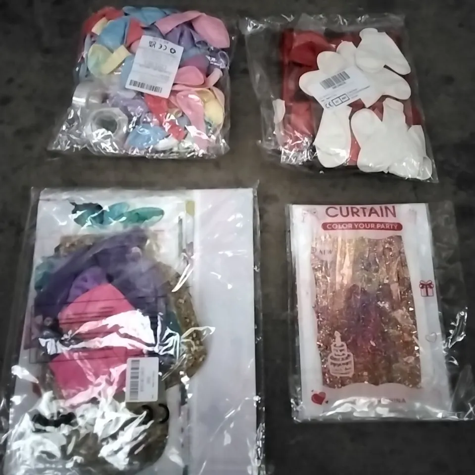 PALLET OF ASSORTED BALLOONS AND PARTY CURTAINS