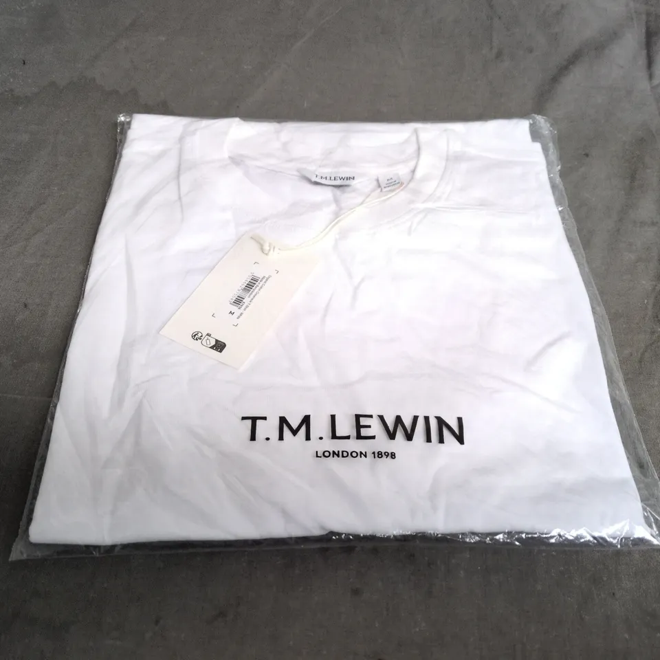 T.M. LEWIN ORGANIC COTTON CREWNECK T-SHIRT – WHITE, SIZE M