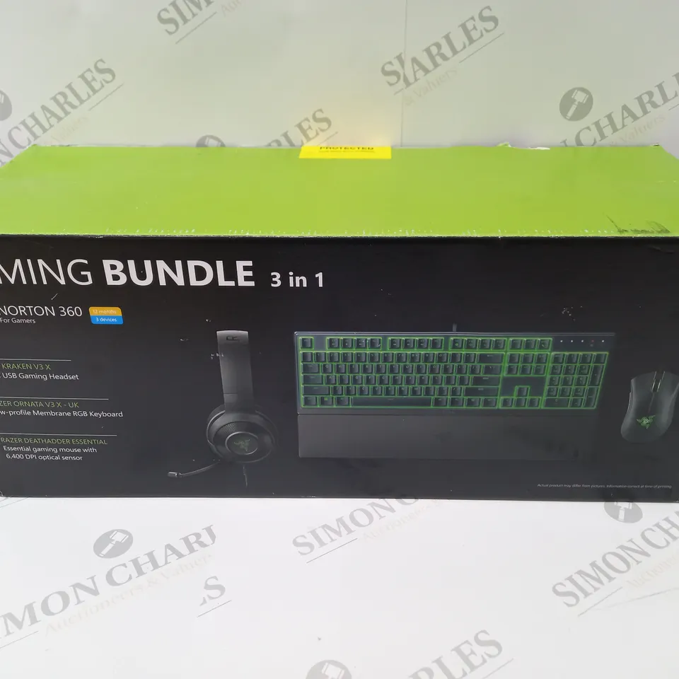 BRAND NEW BOXED RAZER GAMING BUNDLE 3 IN 1 USB GAMING HEADSET, MEMBRANCE RGB KEYBOARD AND ESSENTIAL GAMING MOUSE