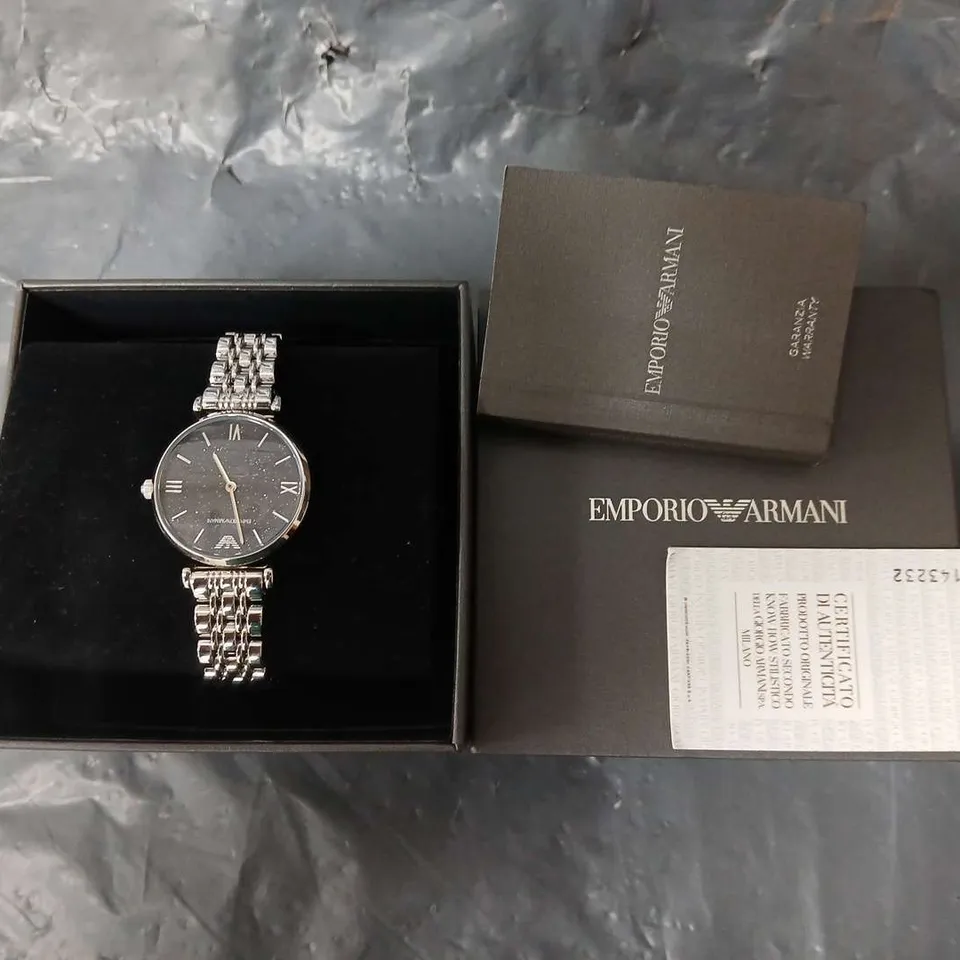 BOXED EMPORIO ARMANI STAINLESS STEEL WOMENS WATCH