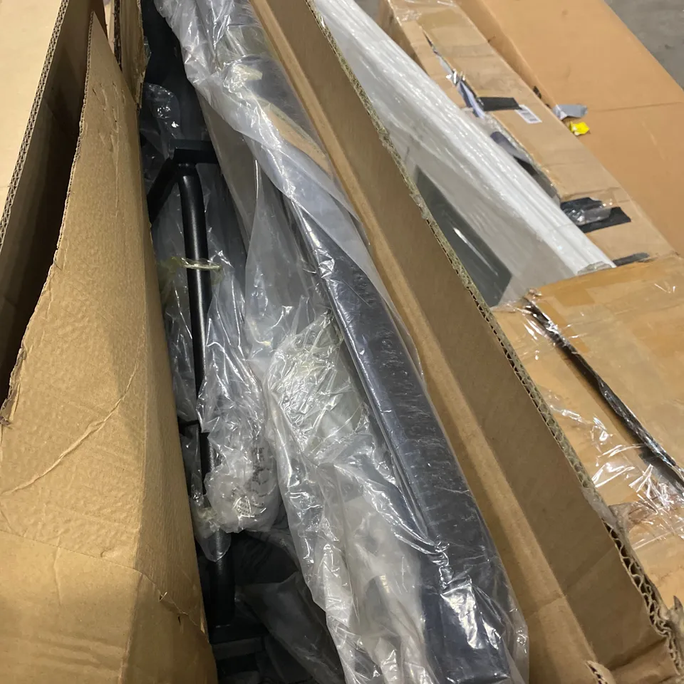 BOXED GLASS TOP BLACK METAL DINING TABLE (1 BOX)