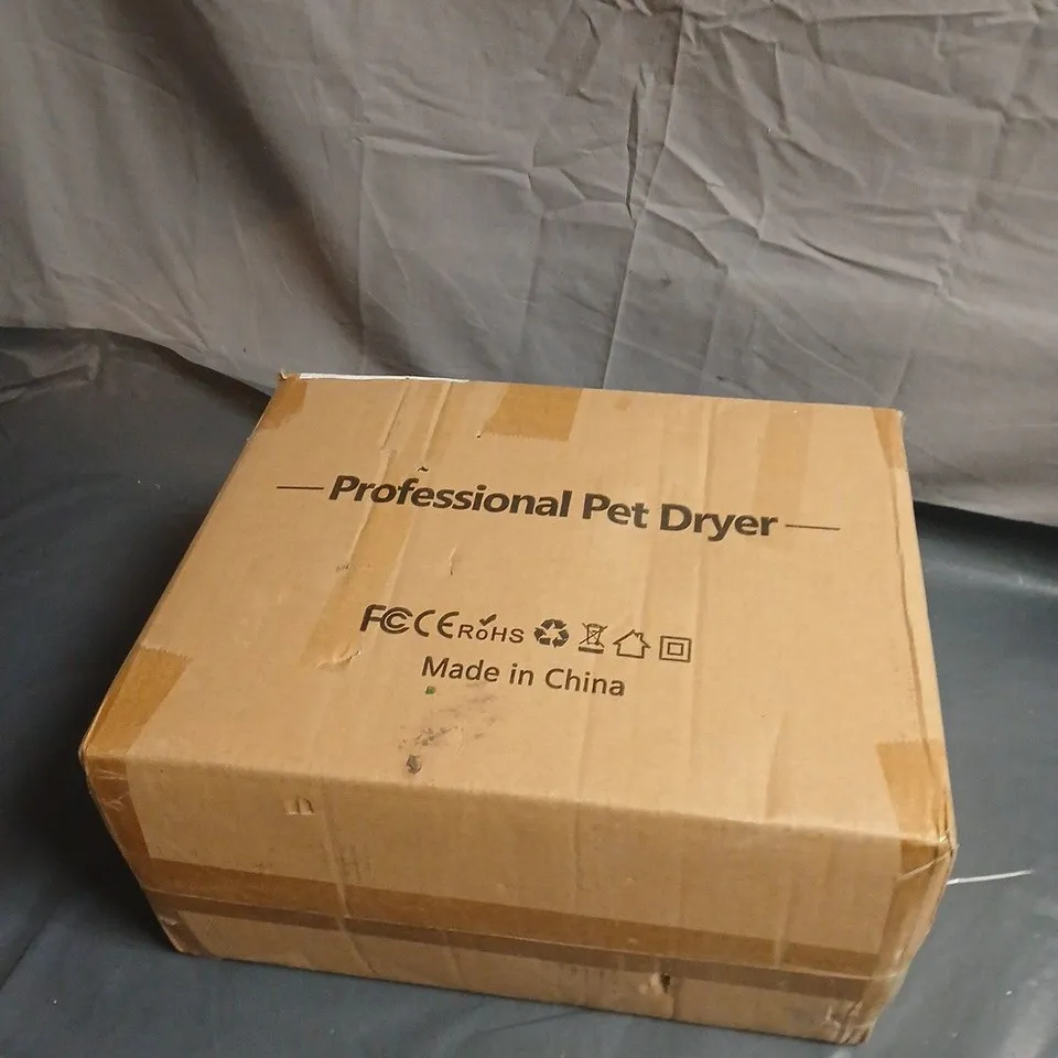 BOX OF APPROXIMATELY 15 ASSORTED HOUSEHOLD ITEMS INCLUDING PROFESSIONAL PET DRYER , TONER CARTRIDGE AND PLATIC PEDAL BIN