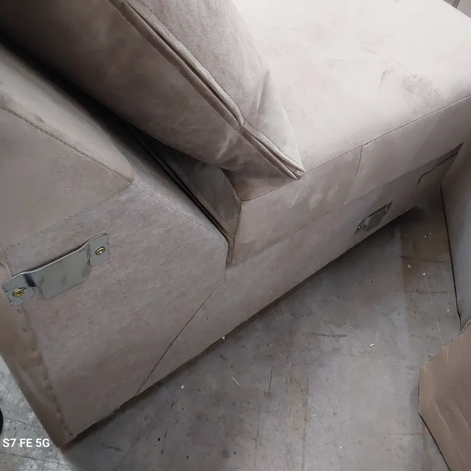 TWO SEATER SECTION WITH SCATTER CUSHIONS MINK PLUSH FABRIC