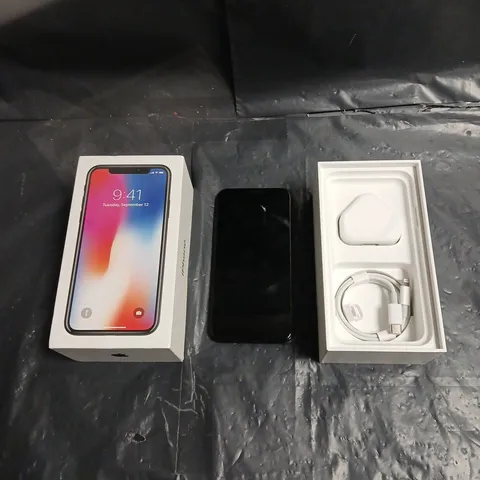 APPLE IPHONE X 64GB – BLACK, BOXED WITH CABLE & ADAPTER