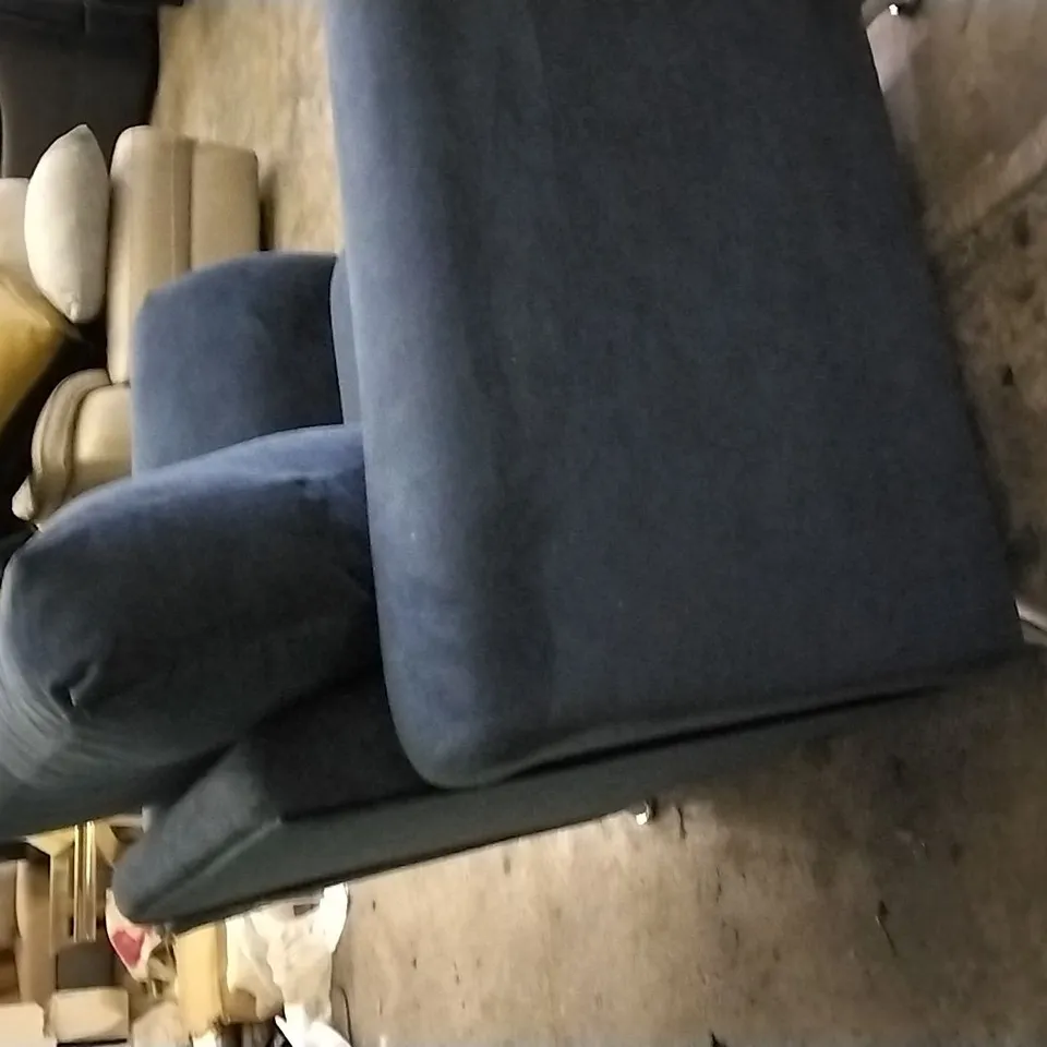 QUALITY DESIGNER NAVY BLUE FABRIC ARMCHAIR
