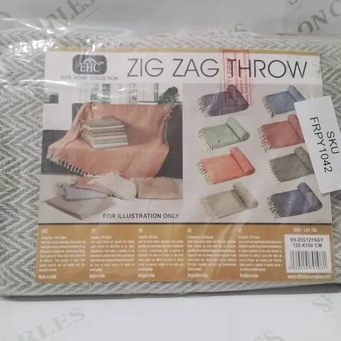 BRAND NEW ELITE HOME COLLECTION CLASSIC ZIG ZAG THROW 125 X 150CM