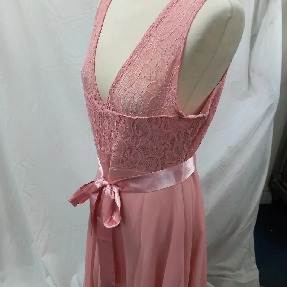 PINK BRIDESMAIDS DRESS TOP HALF EMBROIDED BOTTOM HALF SILKY