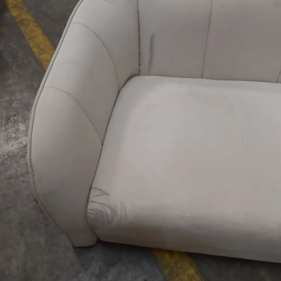 QUALITY DESIGNER 3 SEATER VELVET UPHOLSTERED CREAM SOFA