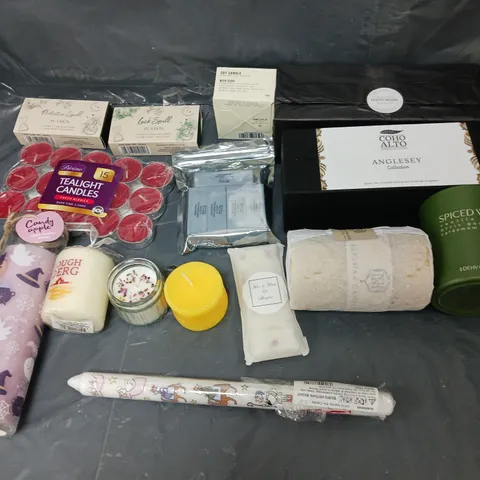 BOX OF APPROXIMATELY 8 ASSORTED ITEMS TO INCLUDE -SOAP, WAX MELTS, AND CANDLES ETC.