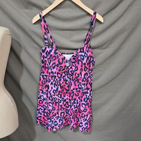 YOURS PINK LEOPARD PRINT SLEEVELESS SWIM TOP – UK 22 (EU 50)