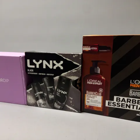 APPROXIMATELY 10 FRAGRANCE AND COSMETIC BOXSETS TO INCLUDE LOREAL EXPERT , LYNX GIFT SET , DAVID BECKHAM , ETC