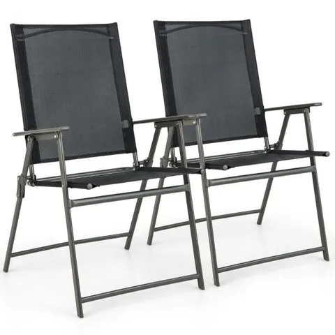 BOXED COSTWAY 2 PIECE PATIO FOLDING DINING CHAIR SET WITH WEATHER RESISTANT FABRIC