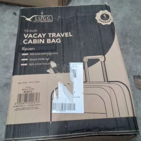 BOXED LUGG 15INCH VACAY TRAVEL CABIN BAG RAVEN