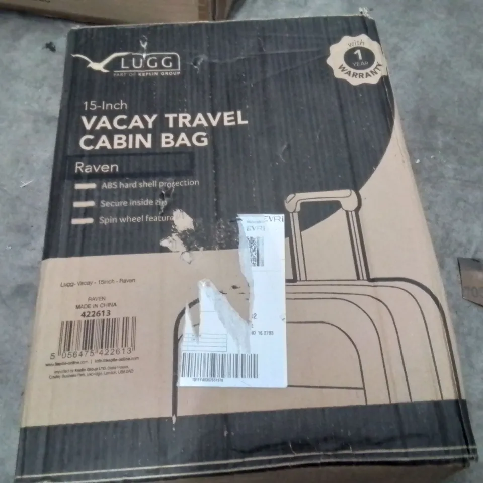 BOXED LUGG 15INCH VACAY TRAVEL CABIN BAG RAVEN