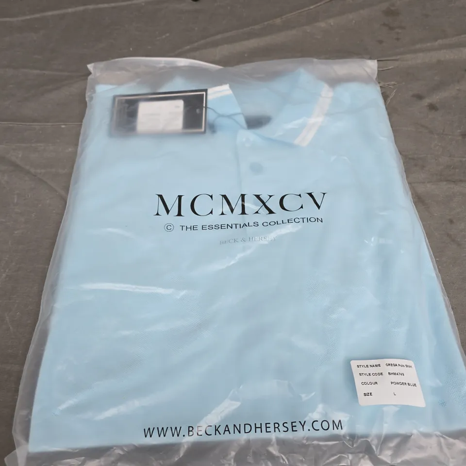 BAGGED BECK AND HERSEY POLO SHIRT - SIZE LARGE