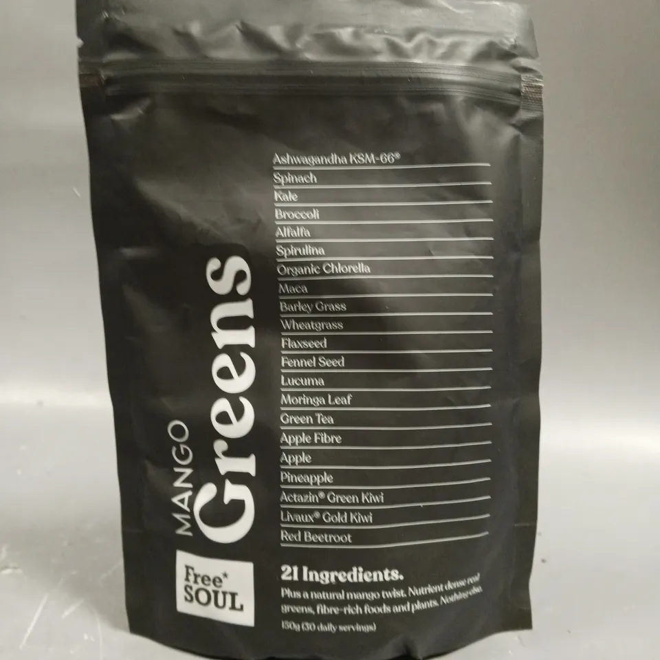 SEALED FREE SOUL GREENS - MANGO - 150G