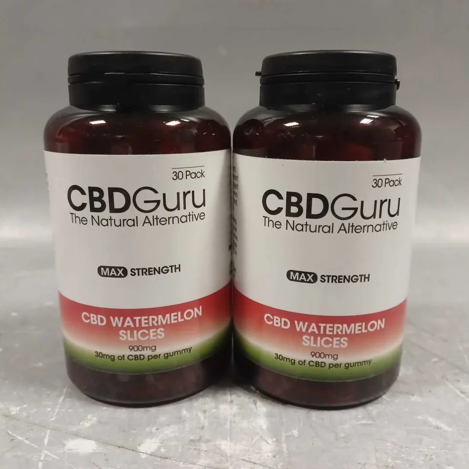 2 X 30 CBD GURU THE NATURAL ALTERNATIVE WATERMELON CBD GUMMIES 30MG (900MG) 