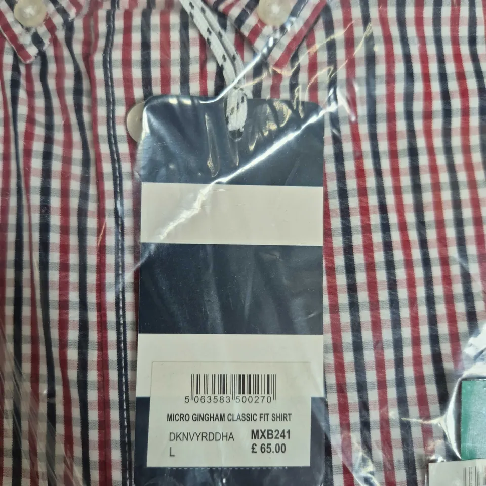 CREW CLOTHING COMPANY MICRO GINGHAM CLASSIC FIT SHIRT – SIZE L