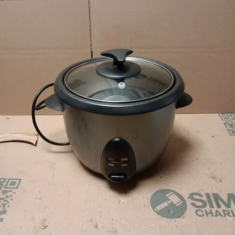 HOME 1L RICE COOKER - GREY WITH GLASS LID (BOXED)