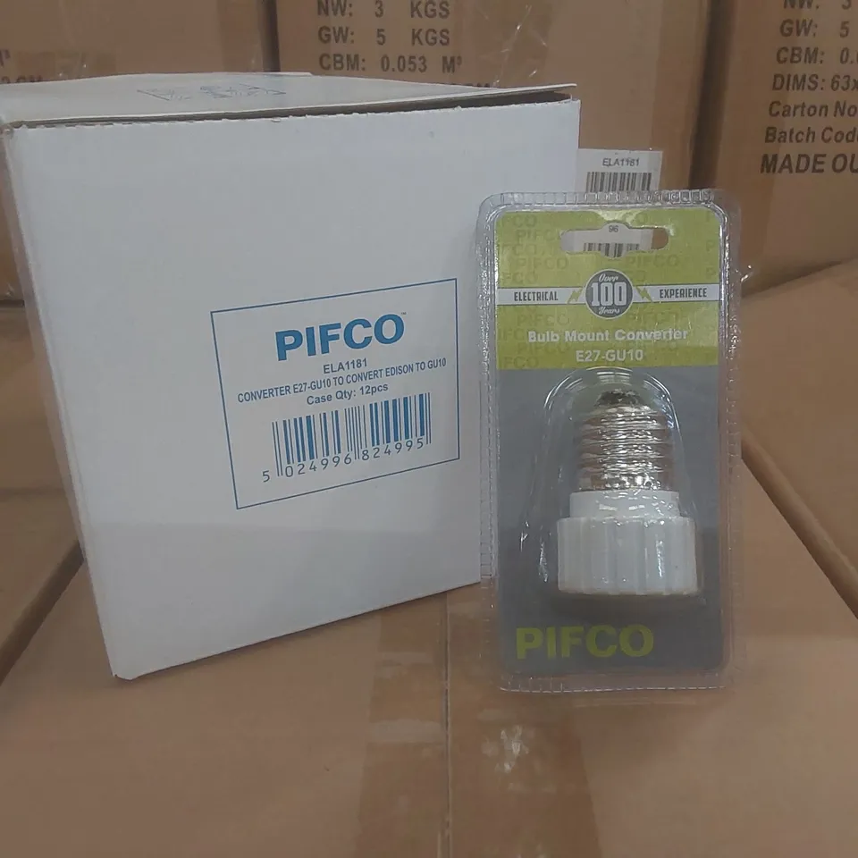 APPROX 96 BRAND NEW PIFCO BULB MOUNT CONVERTERS E27-GU10