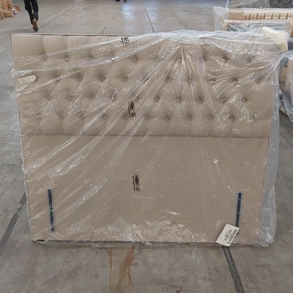 BAGGED DESIGNER 150cm KING SIZE NINA COBALT FABRIC UPHOLSTERED HEADBOARD 